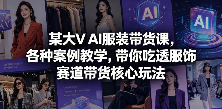 某大V AI服装带货课,各种案例教学,带你吃透服饰赛道带货核心玩法-时光云网创