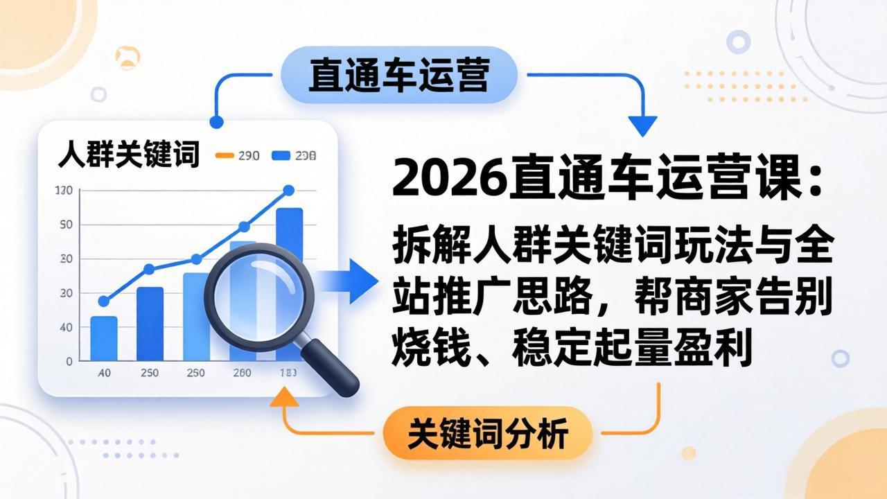 2026直通车运营课：拆解人群关键词玩法与全站推广思路，帮商家告别烧钱、稳定起量盈利-时光云网创