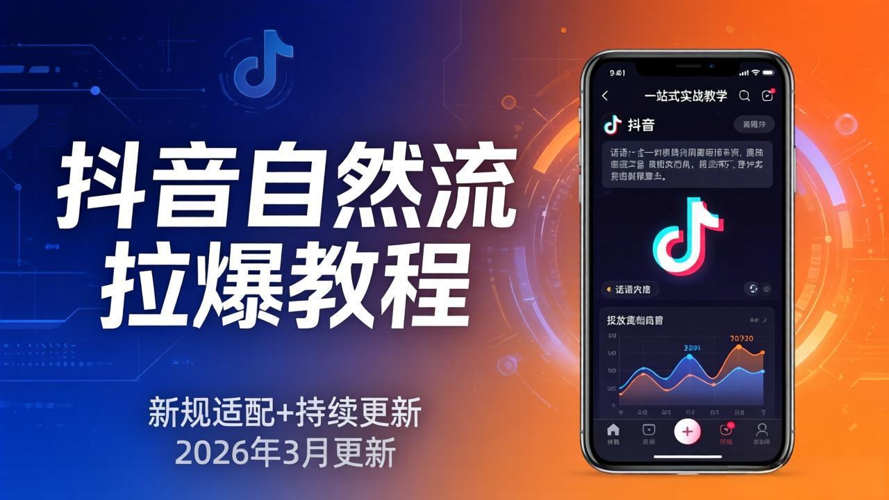 抖音自然流拉爆教程：新规适配+持续更新，话术+投放+起号一站式实战教学(更新26年3月-时光云网创