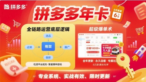 拼多多年卡，拼多多全链路运营底层逻辑，超级爆单术【更新26年6月】-时光云网创