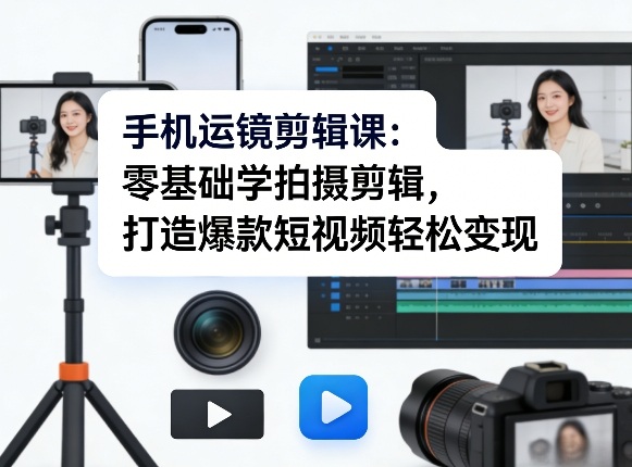 手机运镜剪辑课：零基础学拍摄剪辑，打造爆款短视频轻松变现-时光云网创