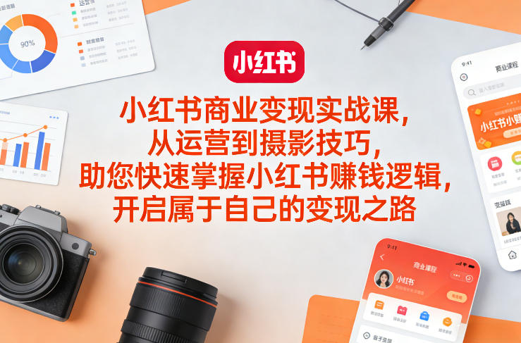 小红书商业变现实战课，从运营到摄影技巧，助您快速掌握小红书賺钱逻辑，开启属于自己的变现之路-时光云网创