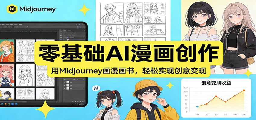 零基础AI漫画创作：用Midjourney画漫画书，轻松实现创意变现-时光云网创