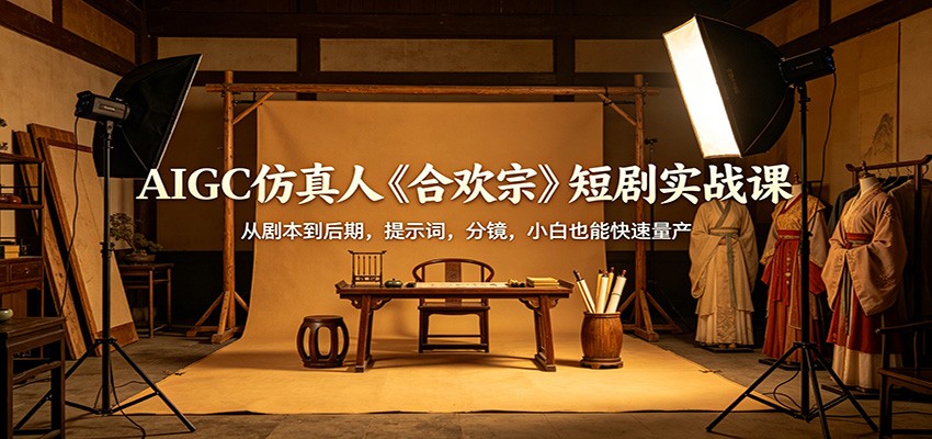 AIGC仿真人《合欢宗》短剧实战课：从剧本到后期，提示词，分镜，小白也能快速量产-时光云网创