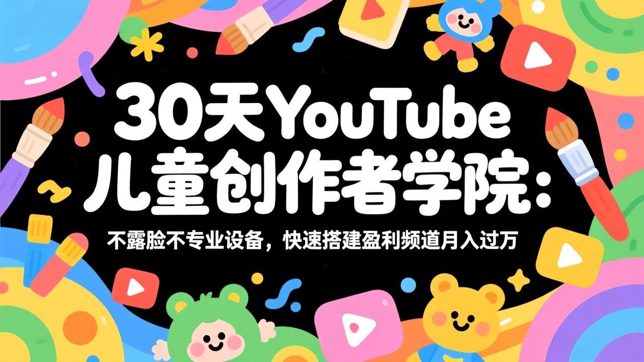 30天YouTube儿童创作者学院：不露脸不专业设备，快速搭建盈利频道月入过万-时光云网创