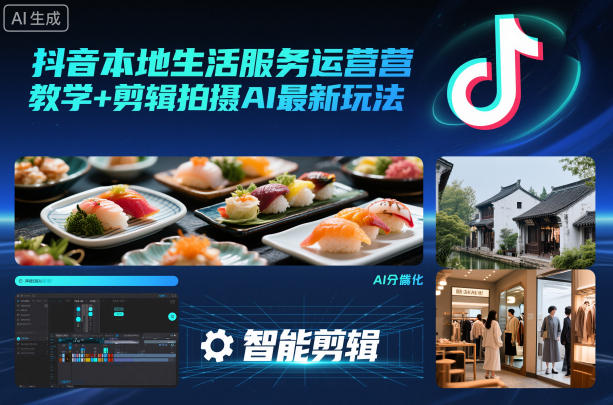 抖音本地生活服务运营教学+剪辑拍摄AI最新玩法-时光云网创