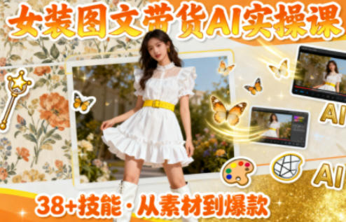 女装图文带货的AI实操课，覆盖38个实用技能，快速提升素材制作效率-时光云网创