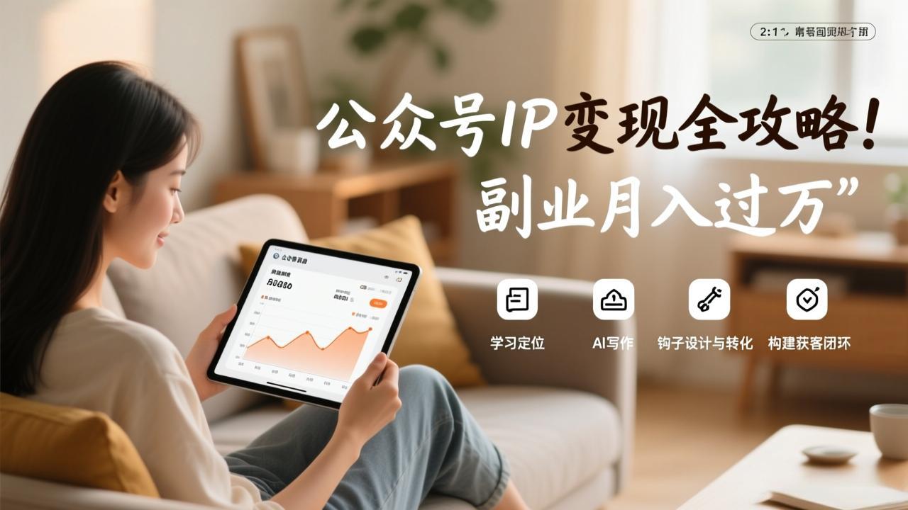 公众号IP变现全攻略，学习定位、AI写作、钩子设计与转化，构建获客闭环，副业月入过万-时光云网创