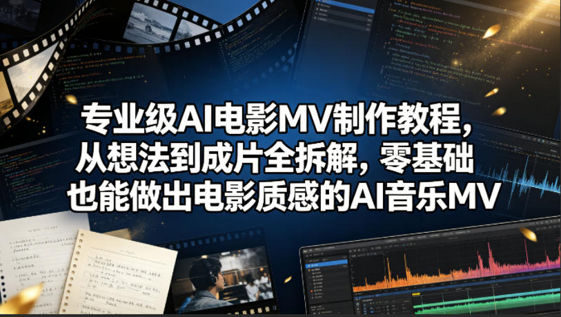 专业级AI电影MV制作教程，从想法到成片全拆解，零基础也能做出电影质感的AI音乐MV-时光云网创