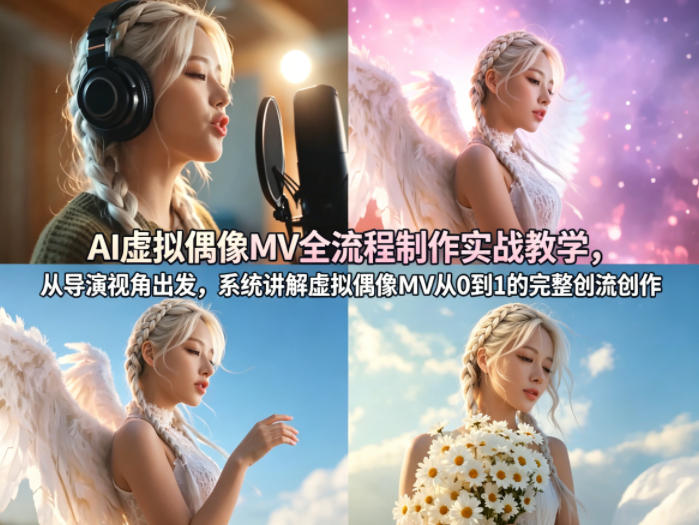 AI虚拟偶像MV全流程制作实战教学，从导演视角出发，系统讲解虚拟偶像MV从0到1的完整创作流程-时光云网创