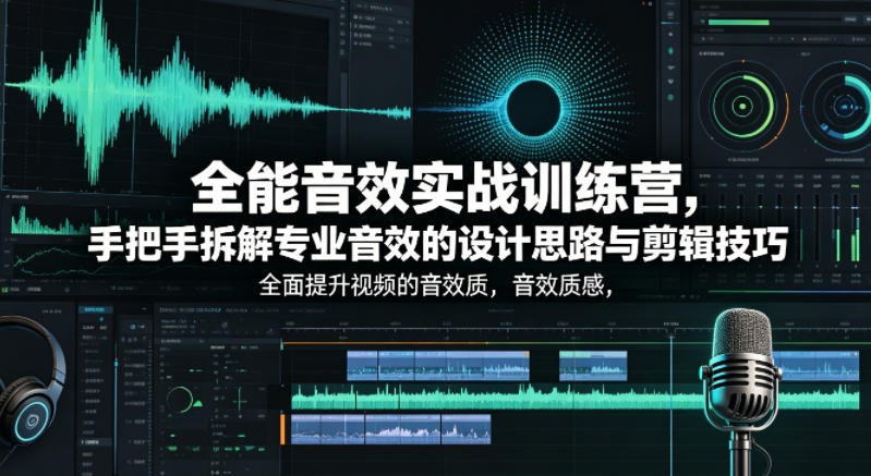 全能音效实战训练营，手把手拆解专业音效的设计思路与剪辑技巧，全面提升视频的音效质感-时光云网创