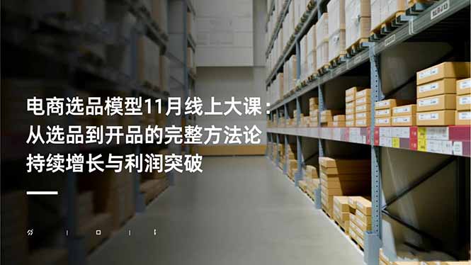 电商选品模型11月线上大课:从选品到开品的完整方法论 持续增长与利润突破-时光云网创