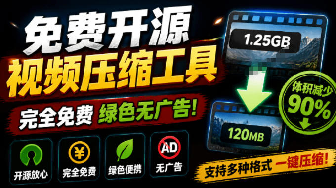 Github开源视频压缩瘦身工具，轻松压缩90%，并保持画质清晰，完全免费绿色无广告！VideoSlim-时光云网创