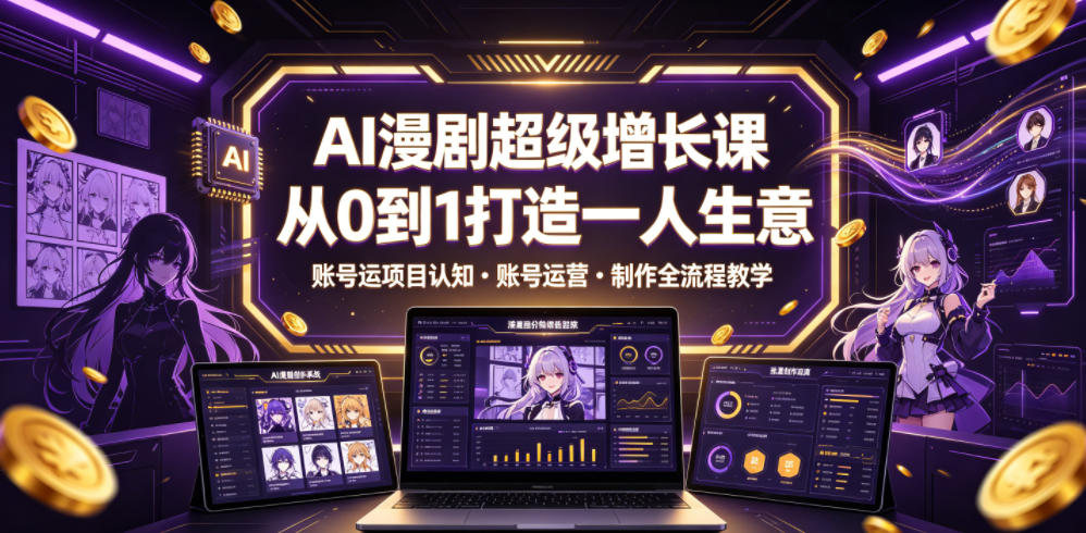 AI漫剧超级增长课，从0到1打造一人生意，项目认知・账号运营・制作全流程教学-时光云网创