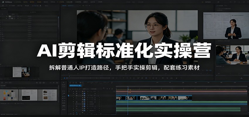AI剪辑标准化实操营：拆解普通人IP打造路径，手把手实操剪辑，配套练习素材-时光云网创