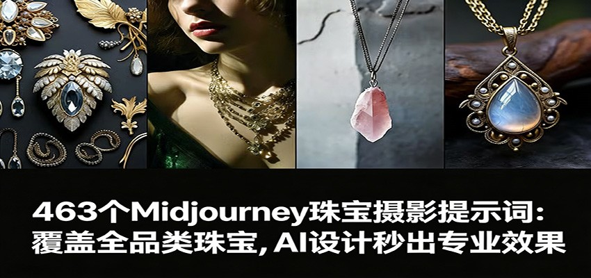463个Midjourney珠宝摄影提示词：覆盖全品类珠宝，AI设计秒出专业效果-时光云网创