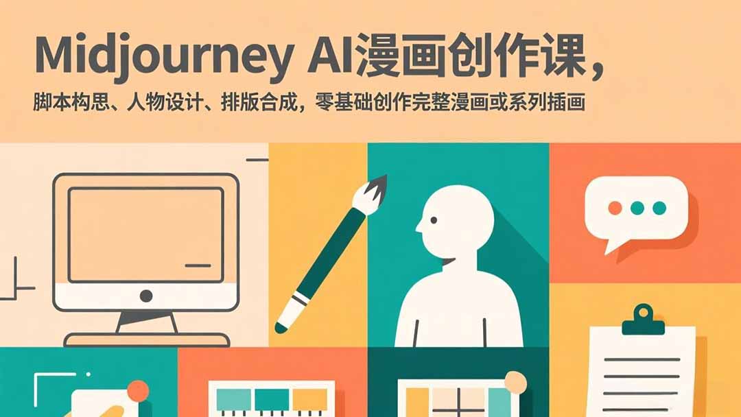 Midjourney AI漫画创作课，脚本构思、人物设计、排版合成，零基础创作完整漫画或系列插画-时光云网创