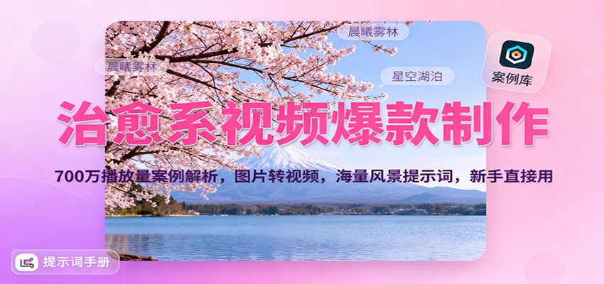 治愈系视频爆款制作，700万播放量案例解析，图片转视频，海量风景提示词，新手直接用-时光云网创