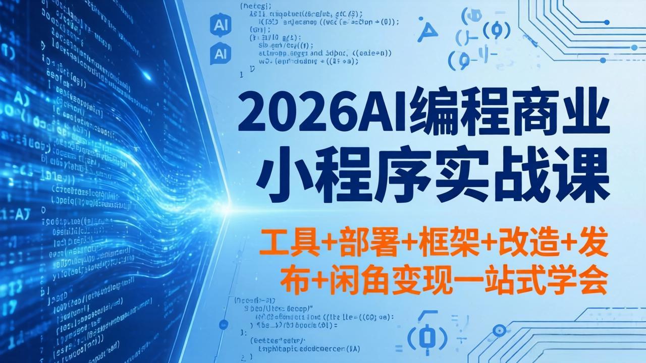 2026AI编程商业小程序实战课，工具+部署+框架+改造+发布+闲鱼变现一站式学会-时光云网创