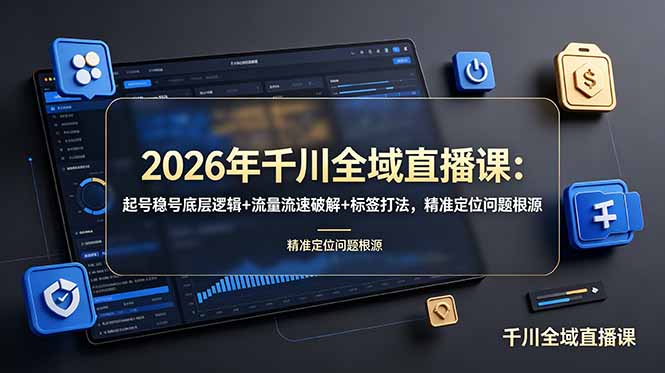 2026年千川全域直播课：起号稳号底层逻辑+流量流速破解+标签打法，精准定位问题根源-时光云网创