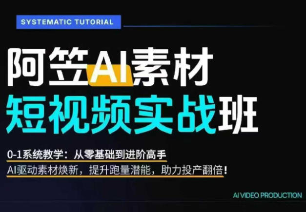 AI视频素材实战班，0-1系统教学，从零基础到进阶高手AI驱动素材焕新，提升跑量潜能，助力投产翻倍-时光云网创