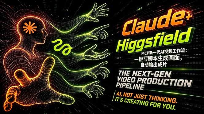 Claude+Higgsfield MCP新一代AI视频工作流：一键写脚本生成画面，自动输出成片-时光云网创