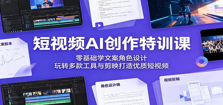 短视频AI创作特训课：零基础学文案角色设计，玩转多款工具与剪映打造优质短视频-时光云网创