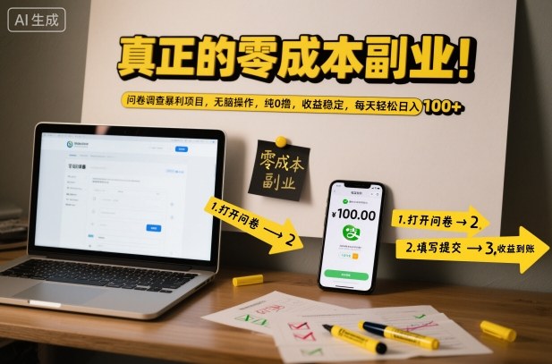 真正的零成本副业!问卷调查暴利项目,无脑操作,纯0撸,收益稳定,每天轻松日入100+【揭秘】-时光云网创