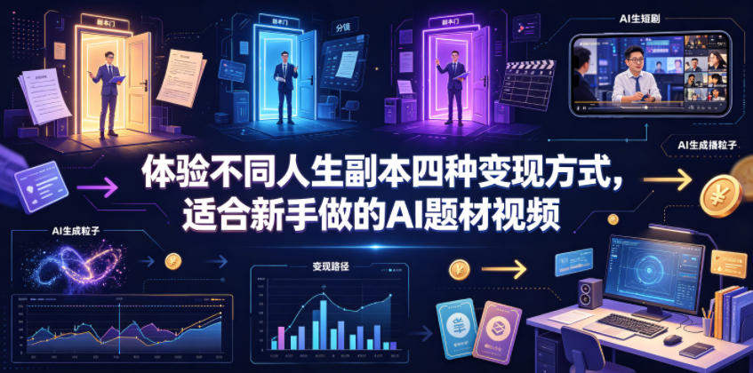 体验不同人生副本四种变现方式,适合新手做的AI题材视频-时光云网创