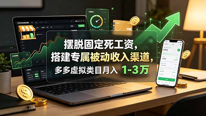 摆脱固定死工资，搭建专属被动收入渠道，多多虚拟类目月入 1-3 万-时光云网创