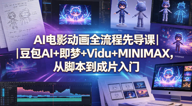 AI电影动画全流程先导课｜豆包AI+即梦+Vidu+MINIMAX，从脚本到成片入门-时光云网创