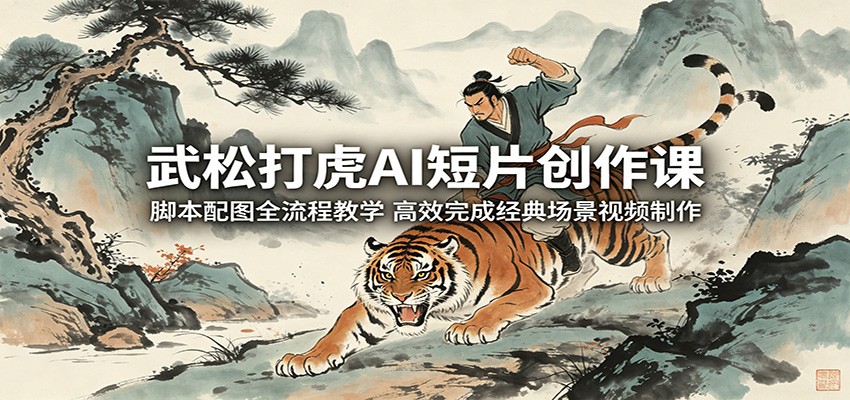 武松打虎AI短片创作课：脚本配图全流程教学，高效完成经典场景视频制作-时光云网创
