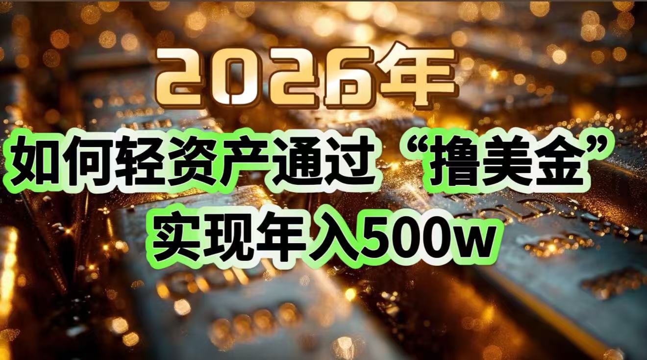 2026年如何轻资产通过“撸美金”实现年入500w-时光云网创