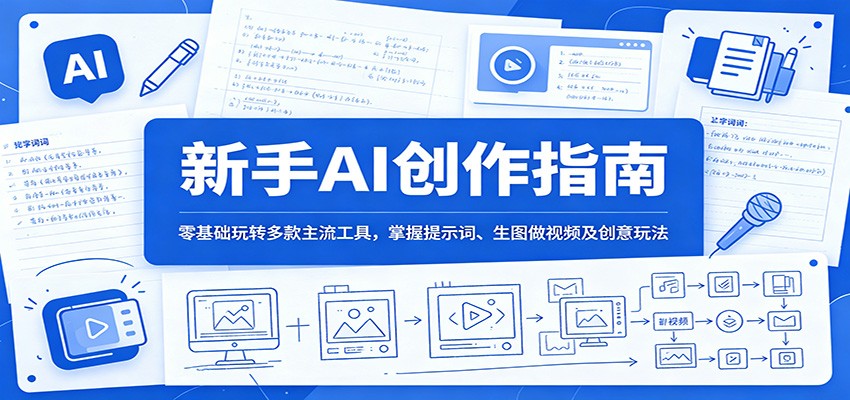 新手AI创作指南：零基础玩转多款主流工具，掌握提示词、生图做视频及创意玩法-时光云网创