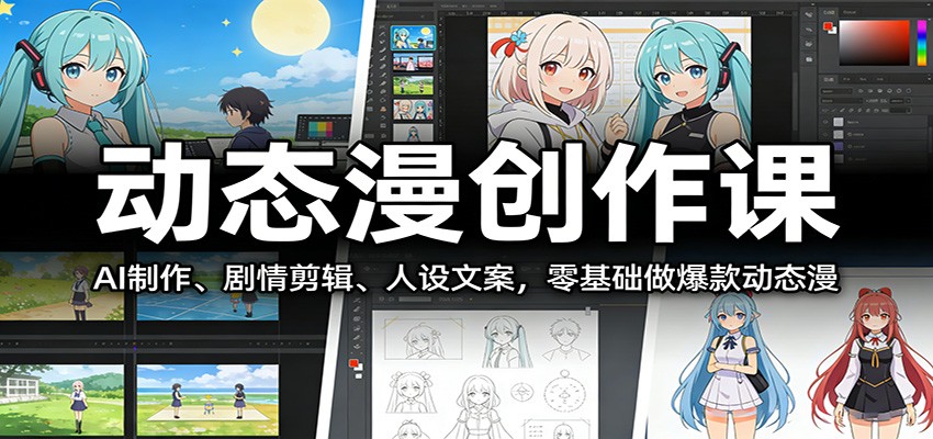 动态漫创作课：AI制作、剧情剪辑、人设文案，零基础做爆款动态漫-时光云网创
