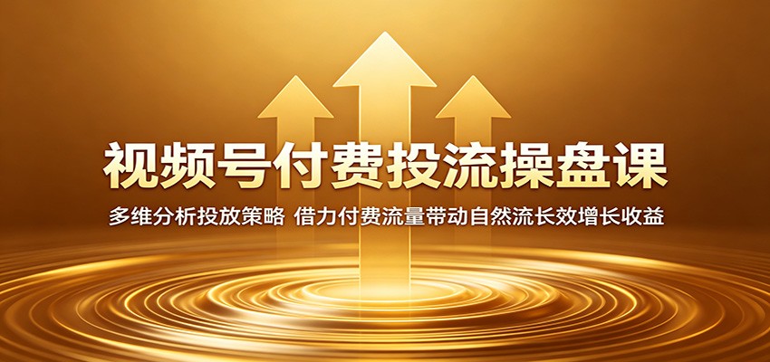 视频号付费投流操盘课：多维分析投放策略，借力付费流量带动自然流长效增长收益-时光云网创