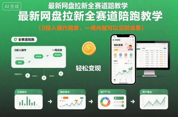 最新网盘拉新全赛道陪跑教学,0投入操作简单,一周内就可以见到成果-时光云网创