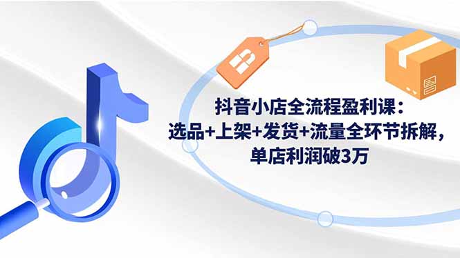 抖音小店全流程盈利课:选品+上架+发货+流量全环节拆解,单店利润破3万-时光云网创