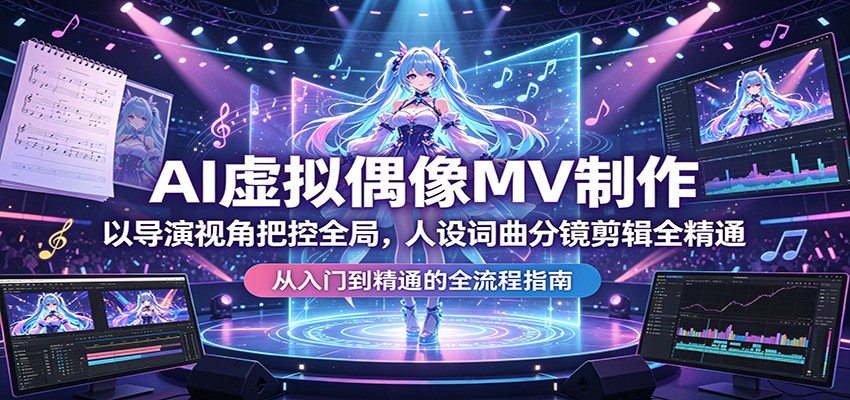 AI虚拟偶像MV制作：以导演视角把控全局，人设词曲分镜剪辑全精通-时光云网创