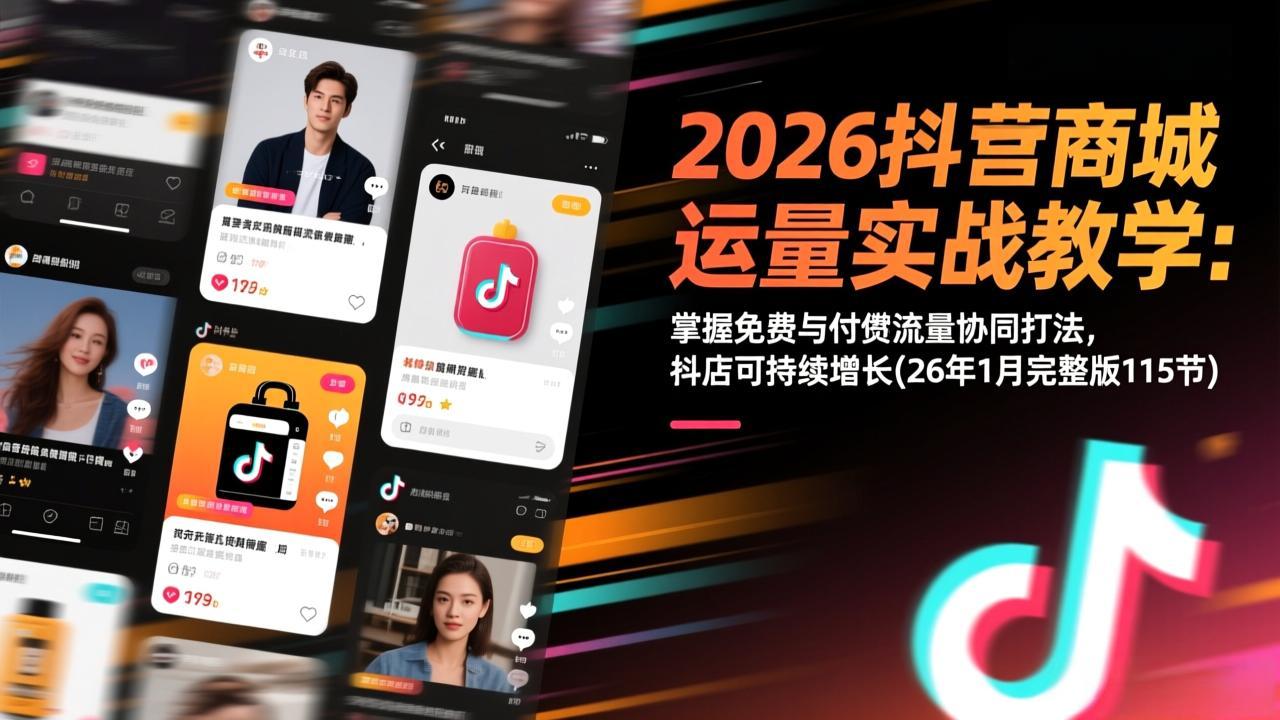 2026抖音商城运营实战教学：掌握免费与付费流量协同打法，抖店可持续增长(26年1月完整版115节-时光云网创