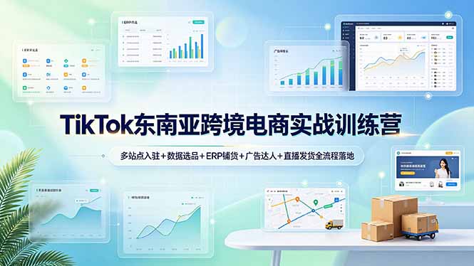 TikTok东南亚跨境电商实战训练营：多站点入驻+数据选品+ERP铺货+广告达人+直播发货全流程落地-时光云网创