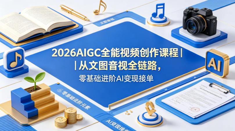 2026AIGC全能视频创作课程｜从文图音视全链路，零基础进阶AI变现接单-时光云网创