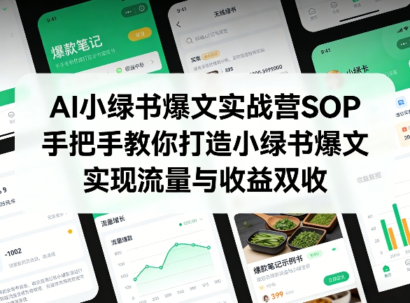 AI小绿书爆文实战营SOP，手把手教你打造小绿书爆文，实现流量与收益双收-时光云网创