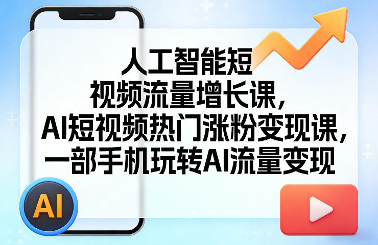人工智能短视频流量增长课，AI短视频热门涨粉变现课，一部手机玩转AI流量变现-时光云网创