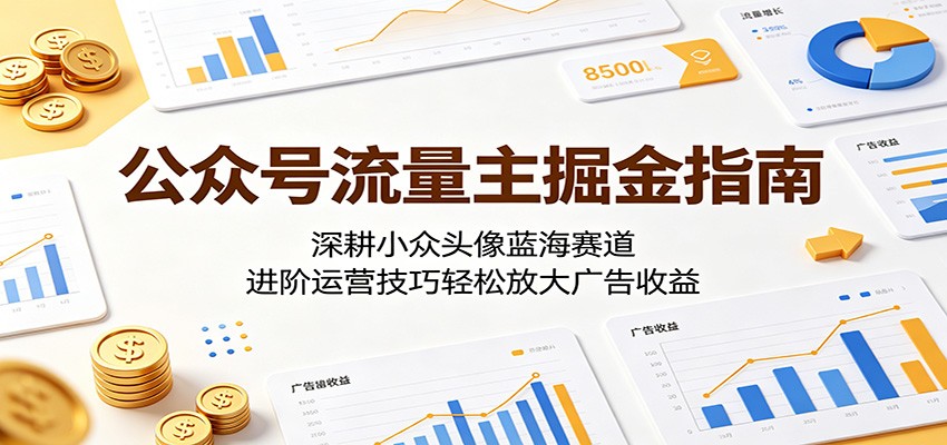 公众号流量主掘金指南：深耕小众头像蓝海赛道，进阶运营技巧轻松放大广告收益-时光云网创