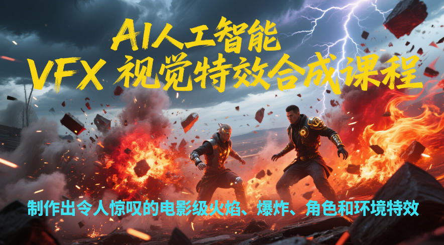 AI人工智能VFX视觉特效合成课程，制作出令人惊叹的电影级火焰、爆炸、角色和环境特效-时光云网创