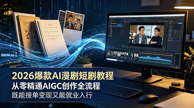 2026 爆款 AI 漫剧短剧教程 从零精通 AIGC 创作全流程 既能接单变现又能就业入行-时光云网创