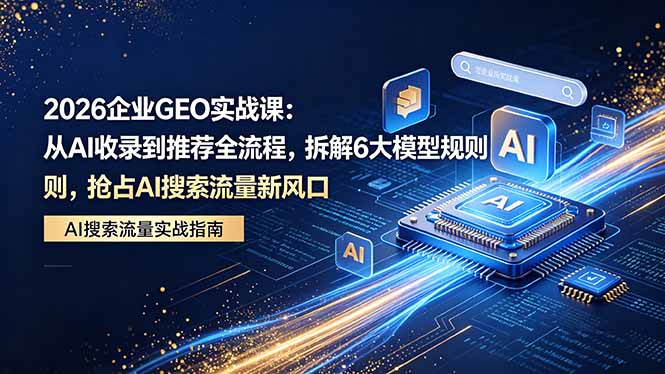 2026 企业GEO实战课：从AI收录到推荐全流程，拆解6大模型规则，抢占 AI 搜索流量新风口-时光云网创