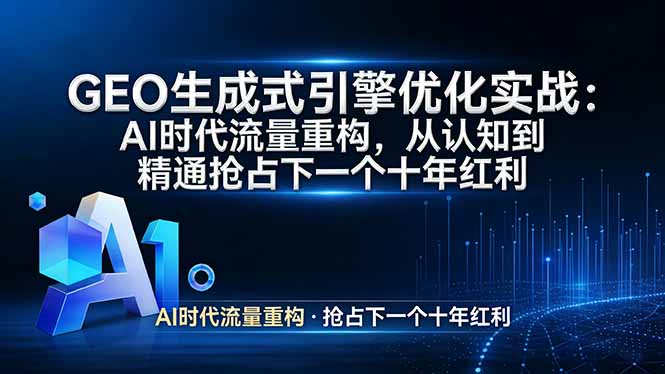 GEO 生成式引擎优化实战：AI时代流量重构，从认知到精通抢占下一个十年红利-时光云网创