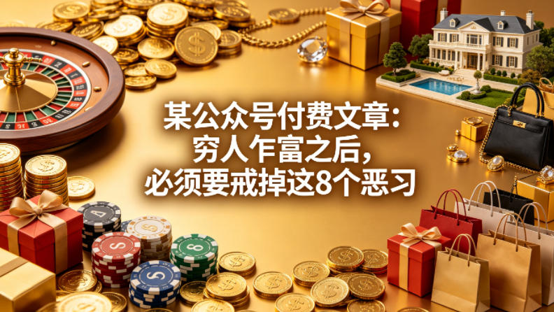 某公众号付费文章：穷人乍富之后，必须要戒掉这8个恶习-时光云网创